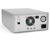 Rear panel of MagStor TRB5-HL8-AIR showing Thunderbolt USB4 ports, SAS expansion, and power connection