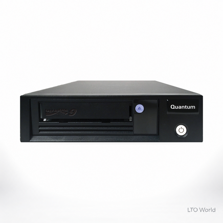 Quantum TD-L92BN-AR tabletop tape drive - source product photo, generated studio studio background and LTO World watermark